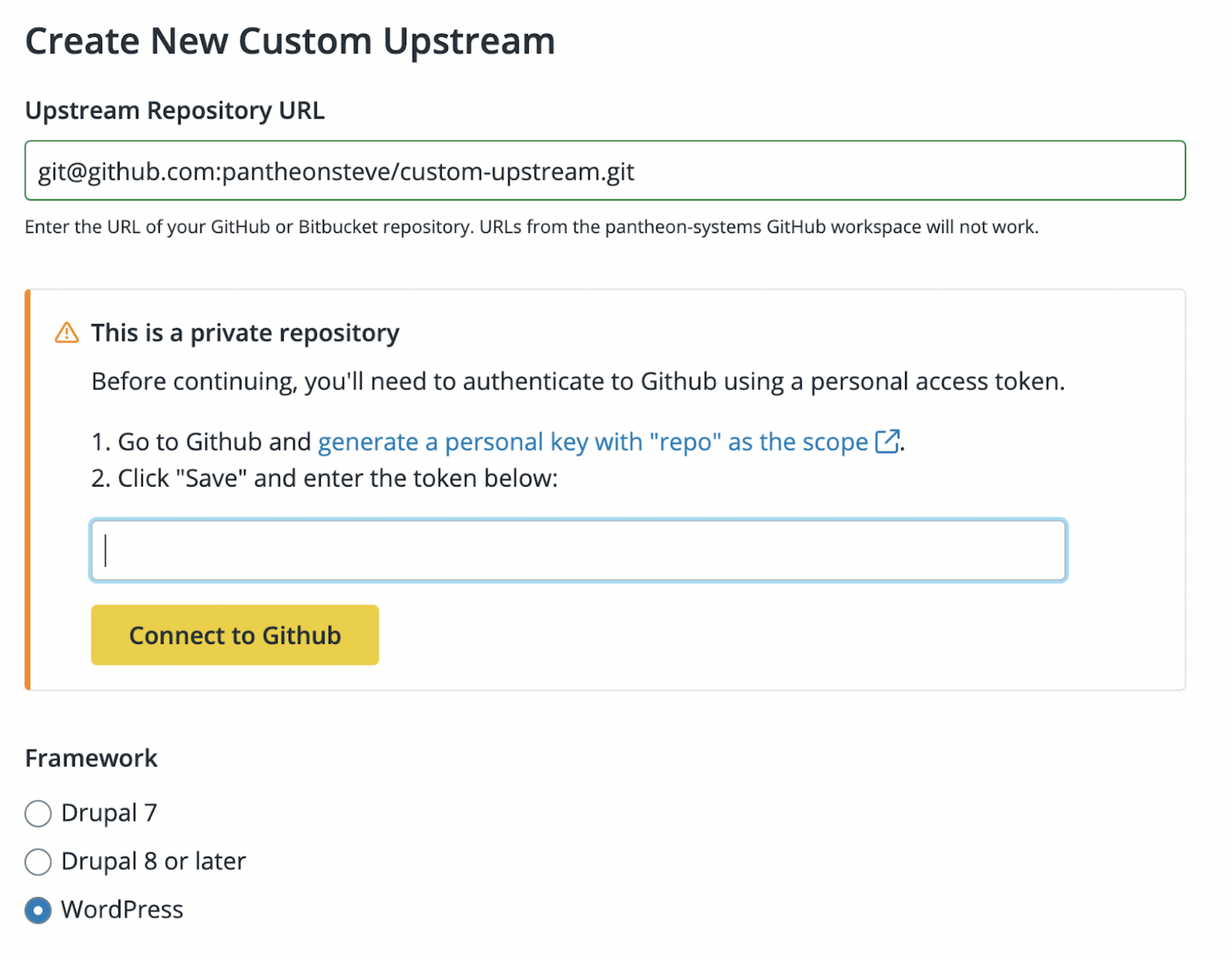 Custom Upstreams Form