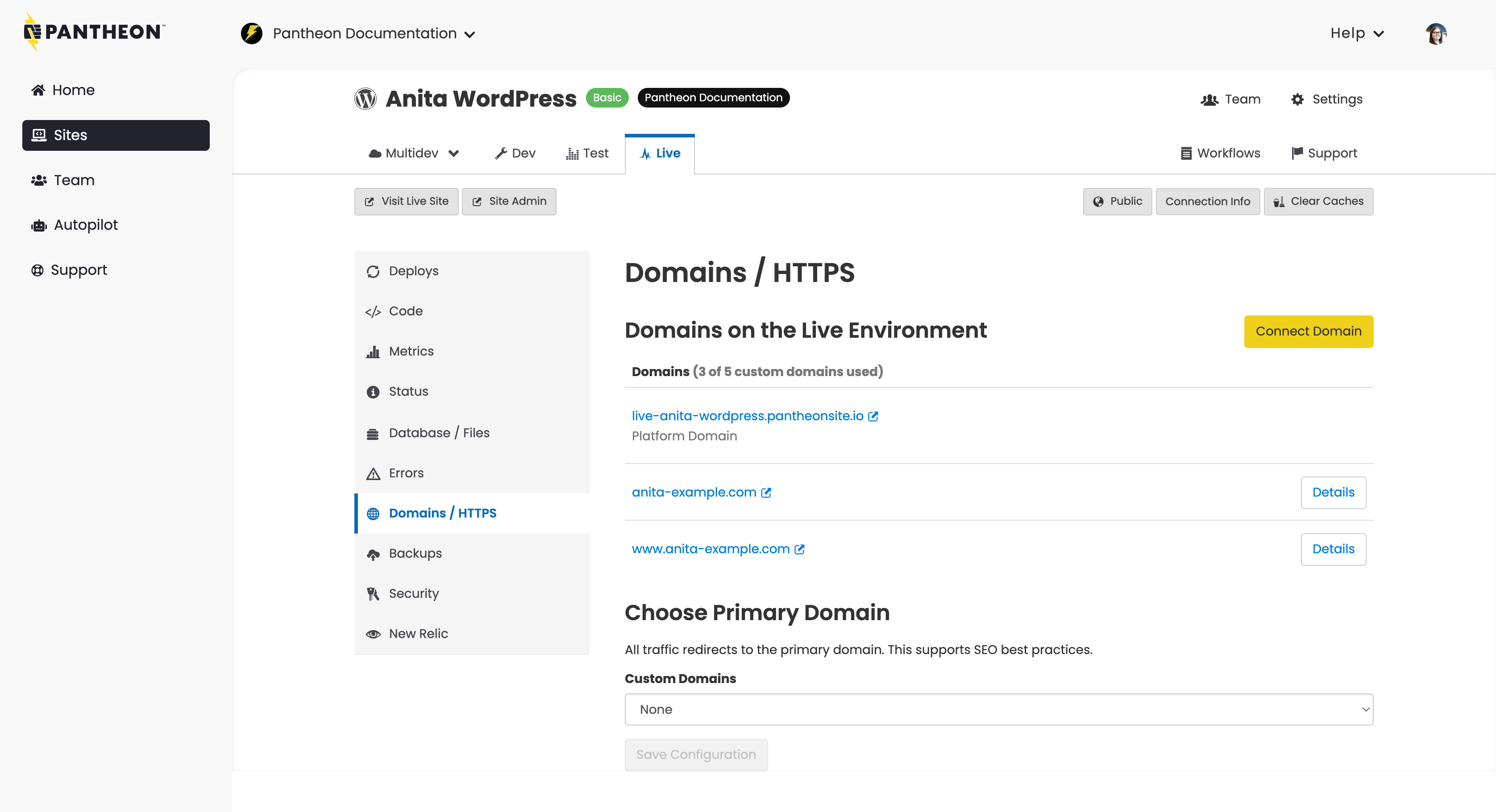 Adding an additional domain to the Site Dashboard