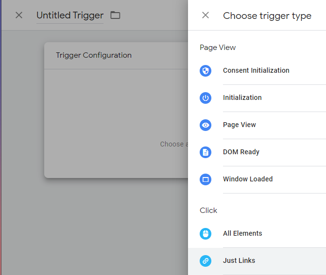 Choose trigger type, Just Links
