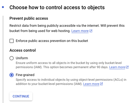 GCS Bucket Settings 4