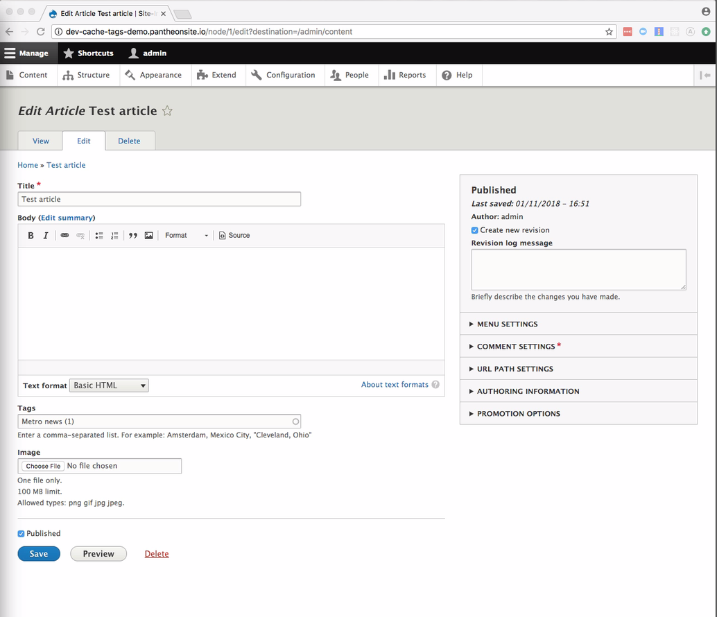 Node edit form