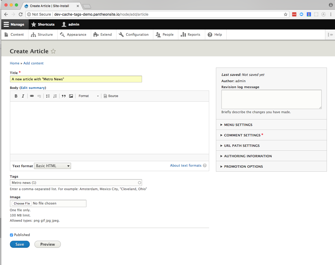 Node add form