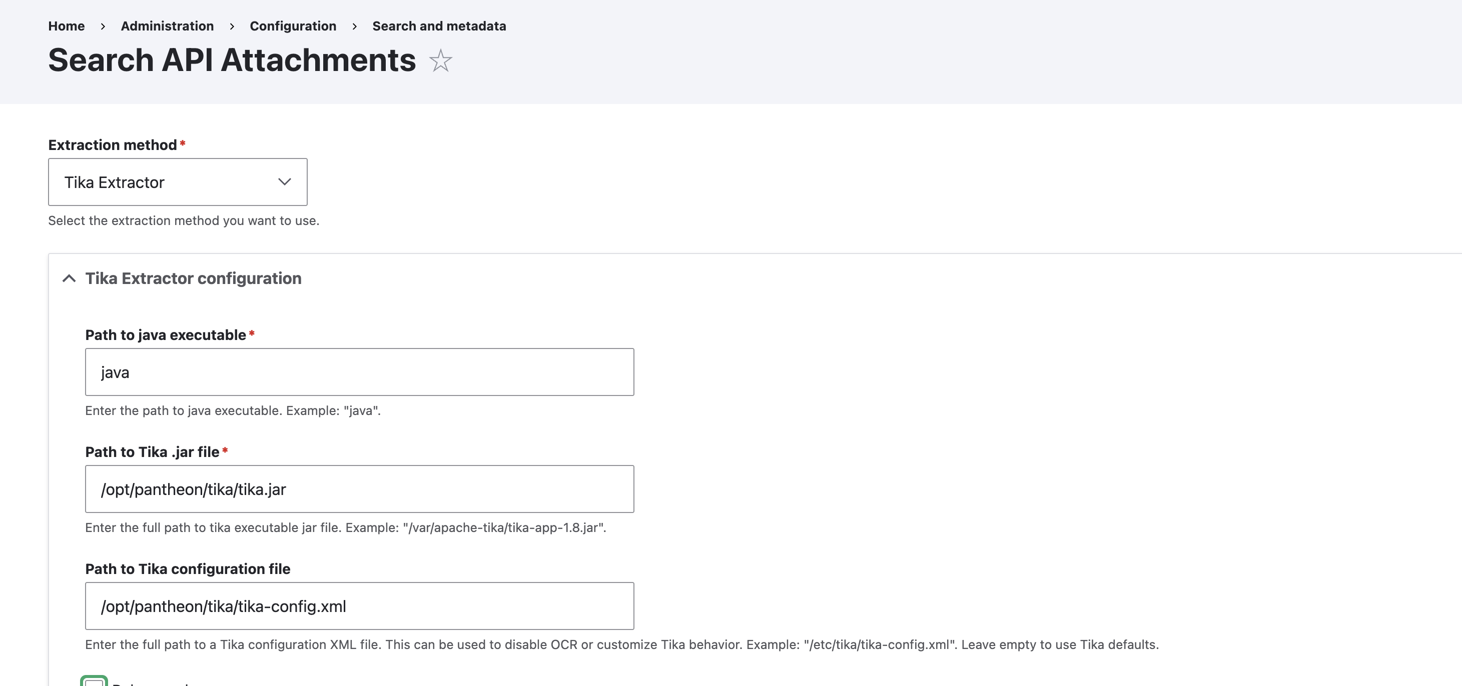 Search API Attachments Tika configuration
